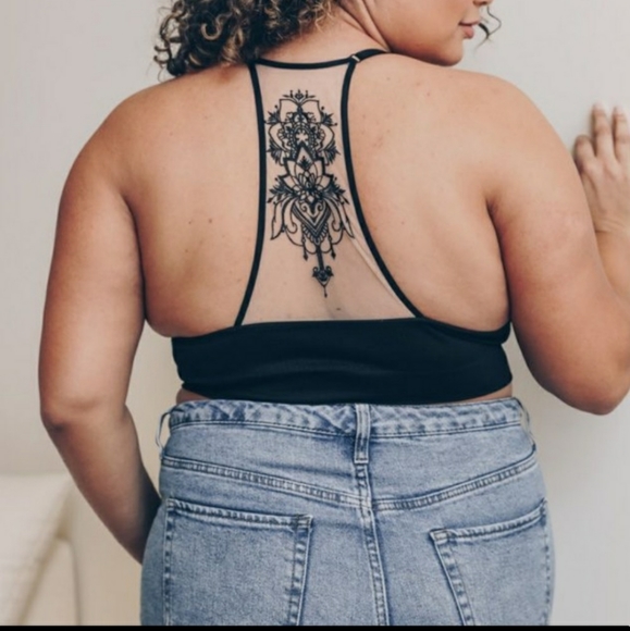 🔥BESTSELLER🔥Black tattoo mesh bralette - Picture 5 of 15